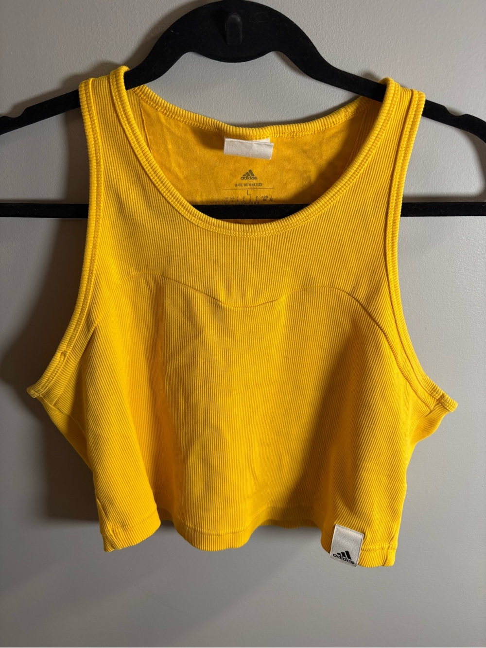 adidas Women's Bright Yellow Ribbed Cropped Tank